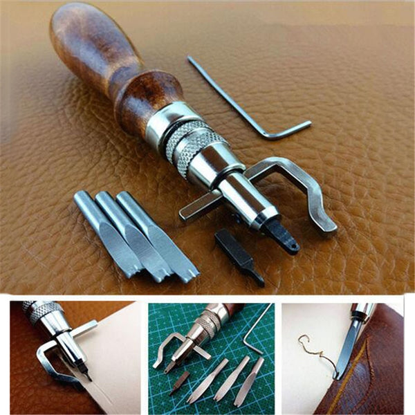 Set 7 in 1 Pro Leathercraft Adjustable Stitching and Groover Crease Leather Tool DIY Practical