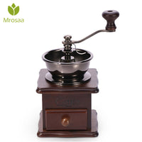 Classical Wooden Manual Coffee Grinder Hand Stainless Steel Retro Coffee Spice Mini Burr Mill With High-quality Ceramic Millston