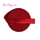 BRISTLEGRASS 5 Yard 5/8" 15mm Solid Color Shiny FOE Fold Over Elastic Bands Hair Bands Headband Dress Lace Trim DIY Sewing Craft