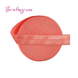 BRISTLEGRASS 5 Yard 5/8" 15mm Solid Color Shiny FOE Fold Over Elastic Bands Hair Bands Headband Dress Lace Trim DIY Sewing Craft