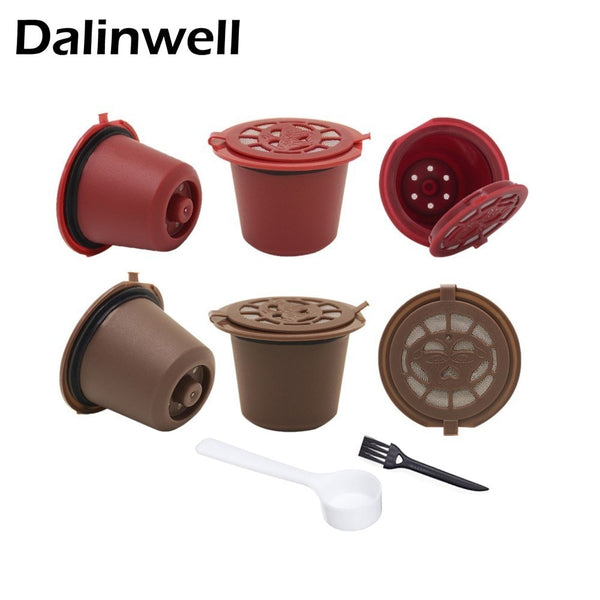 4PCS Coffee Filter 20ml Reusable Refillable Coffee Capsule Filters For Nespresso With Spoon Brush Kitchen Accessories